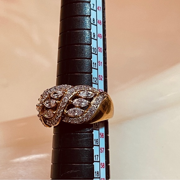 🎁Gorgeous GP 925 Sterling Silver Hatch & Line Ring w/Marquis & Round Cut Zircon - Picture 7 of 16